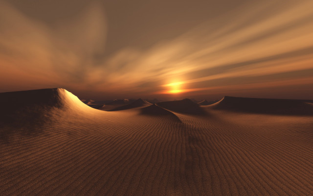 Desert sunset clouds sanddunes ocean free wallpaper - medium preview image