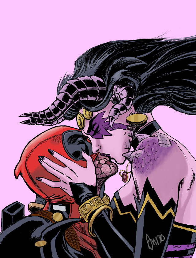 Woman mask kissing man mask free wallpaper - medium preview image
