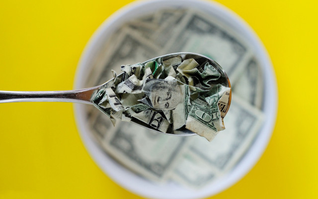 Spoon money yellow table background free wallpaper - medium preview image