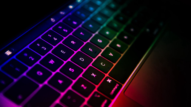 Keyboard multicolored light black background free wallpaper - medium preview image
