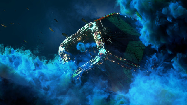 Large ship ocean smoke birds free wallpaper - medium preview image