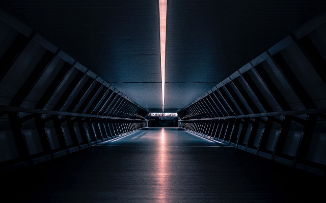 Long hallway light cyberpunk urban free wallpaper - medium preview image