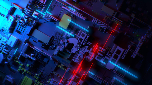 Cyberpunk processor neon cityscape jetblack free wallpaper - medium preview image