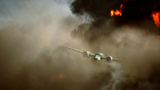 Aircraft battle cloud explosion fire free wallpaper - medium preview image