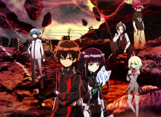 Anime characters field sky red free wallpaper - medium preview image