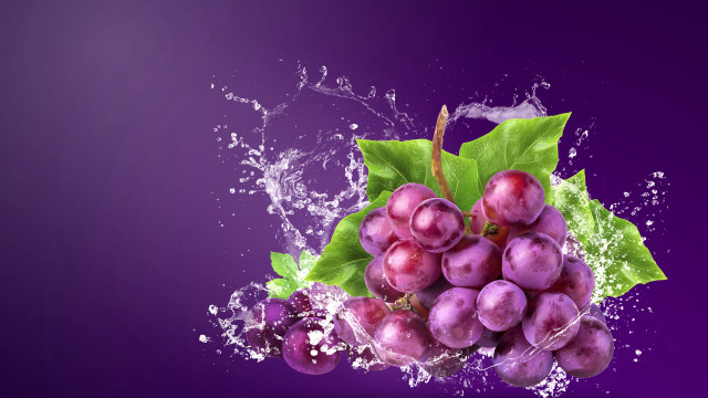 Grapes leaves water splash purple free wallpaper - medium preview image