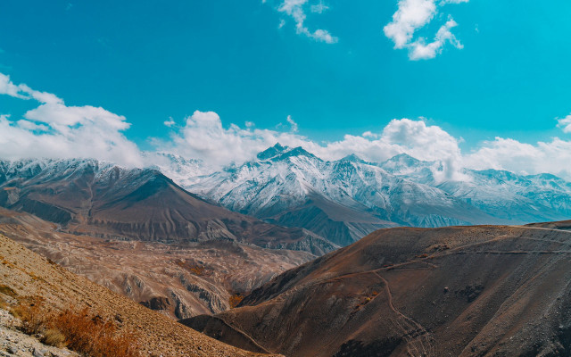 Mountain range road snow capped free wallpaper - medium preview image