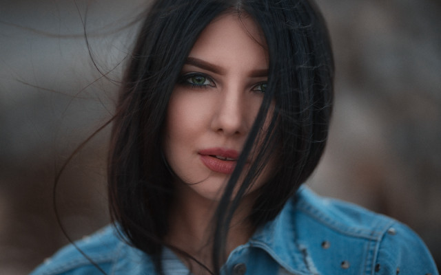 Elina karimova long hair denim free wallpaper - medium preview image