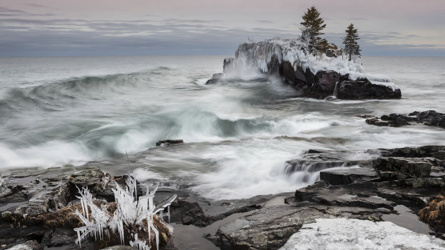 Lake rocks tree sky mountains free wallpaper - medium preview image