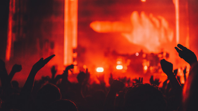 Concert crowd lights stage autumn free wallpaper - medium preview image