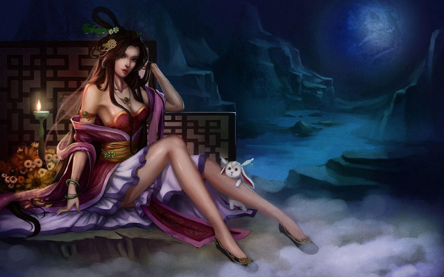 Woman cloud cat candle fantasy free wallpaper - medium preview image