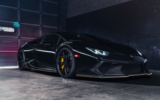 Black sports car garage neon free wallpaper - medium preview image