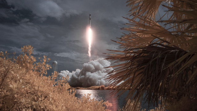 Rocket smoke lake forest sunset free wallpaper - medium preview image