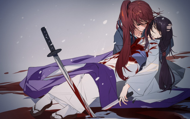 Anime bishounen blood swords hakama free wallpaper - medium preview image