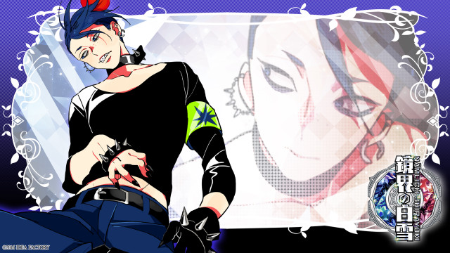Woman blackshirt bluepants purplebackground redhair free wallpaper - medium preview image