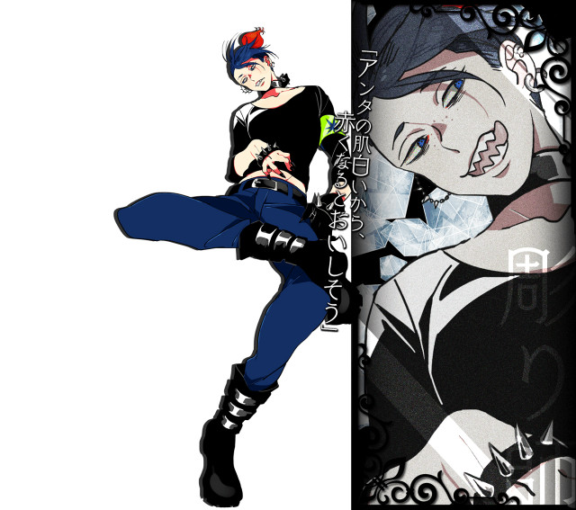 Woman black top blue pants free wallpaper - medium preview image