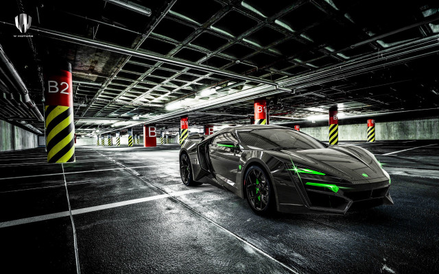 Car neon parking garage green free wallpaper - medium preview image