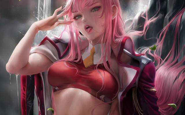 Pink hair red outfit artist free wallpaper - medium preview image