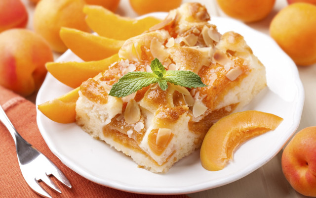 Peach dessert plate fork napkin free wallpaper - medium preview image
