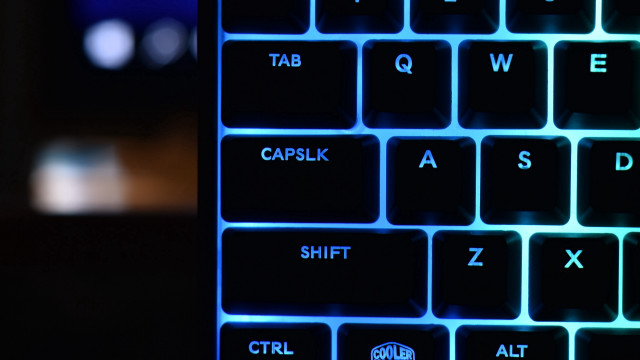 Keyboard blue light blurry background free wallpaper - medium preview image