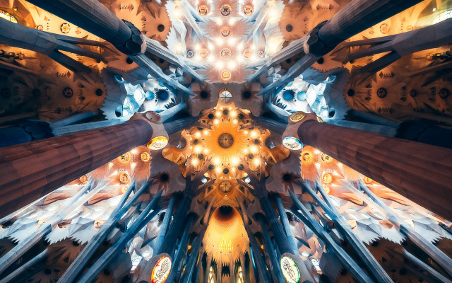 Cathedral colorful ceiling lights ceiling free wallpaper - medium preview image