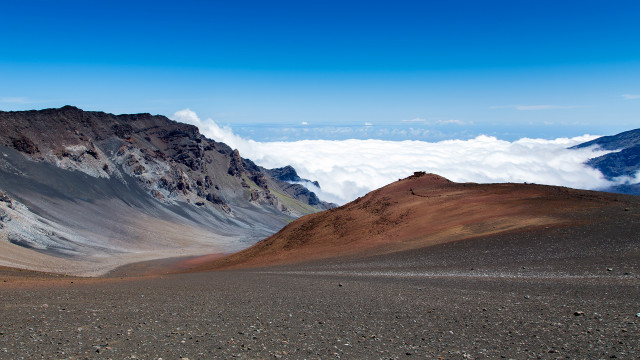 Mountain cloudy sky ocean landscape free wallpaper - medium preview image