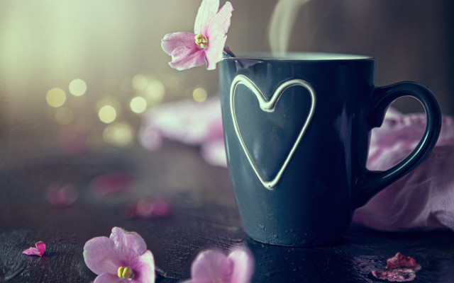 Heart flower cup pink butterfly free wallpaper - medium preview image