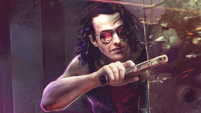 Man sunglasses gun cyberpunk hero free wallpaper - medium preview image