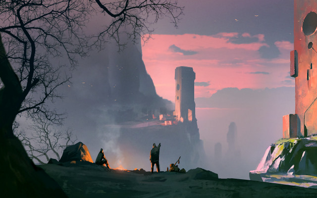 Fantasy man tent forest castle free wallpaper - medium preview image