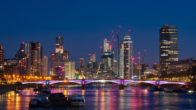 City skyline bridge boats night #2 free wallpaper - medium preview image