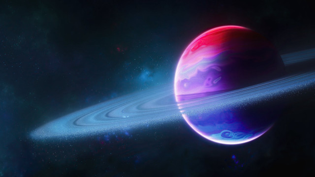 Saturn red blue rings space free wallpaper - medium preview image