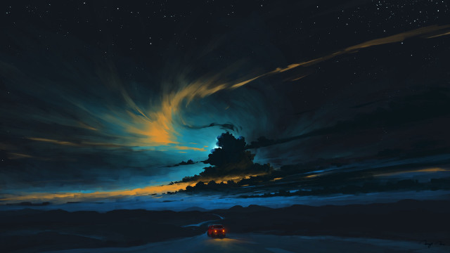 Fantasy night sky stars clouds free wallpaper - medium preview image