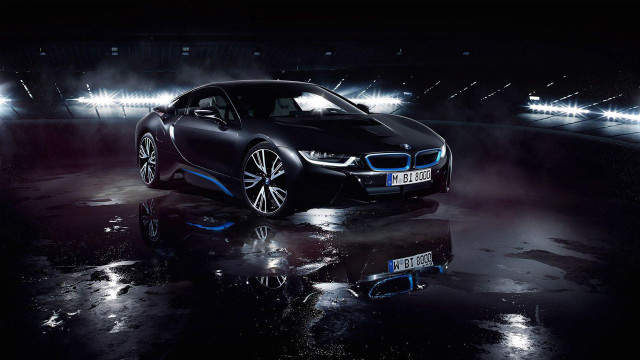Black car blue lights futuristic free wallpaper - medium preview image