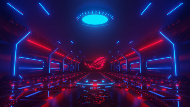 Futuristic tunnel neon lights circular free wallpaper - medium preview image