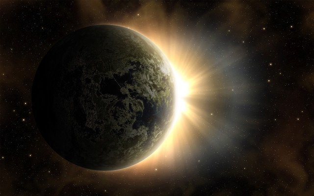 Bright sun planet space stars free wallpaper - medium preview image