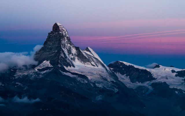 Mountain peak pink sky clouds free wallpaper - medium preview image