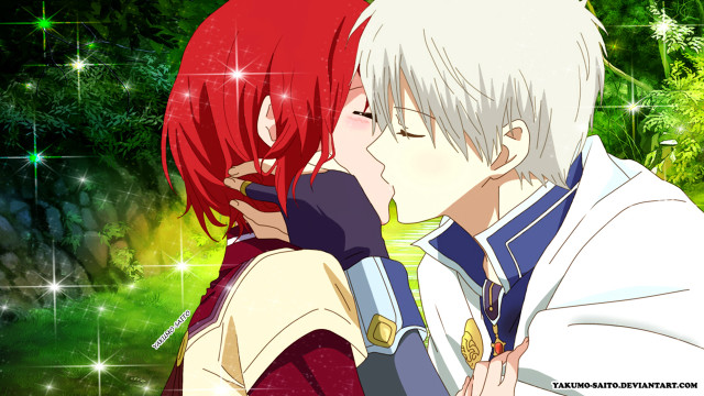 Anime couple kissing forest stars free wallpaper - medium preview image