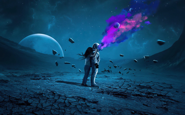 Barren surface surreal cosmic astronaut free wallpaper - medium preview image