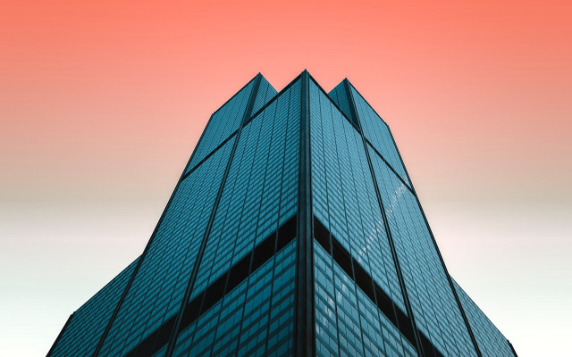 Brutalism building sunset gradient fence free wallpaper - medium preview image