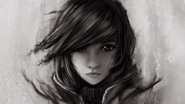 Woman longhair hoodie wind digital free wallpaper - medium preview image