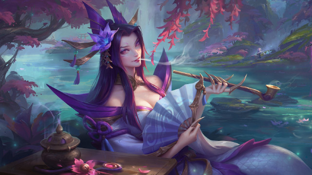 Purple mermaid fan staff pond free wallpaper - medium preview image
