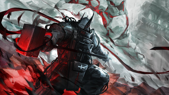 Man suit sword red background free wallpaper - medium preview image
