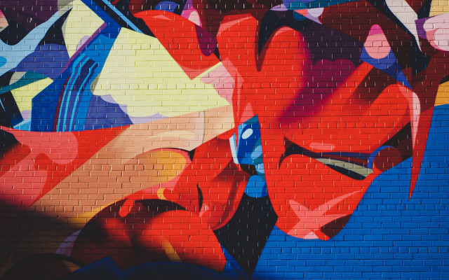 Large colorful graffiti brick wall free wallpaper - medium preview image
