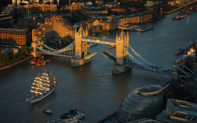 Bridge river city skyscraper tiltshift free wallpaper - medium preview image