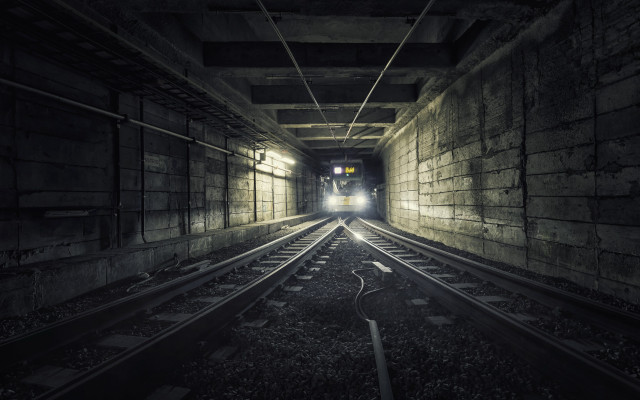 Train tunnel light tiltshift night free wallpaper - medium preview image