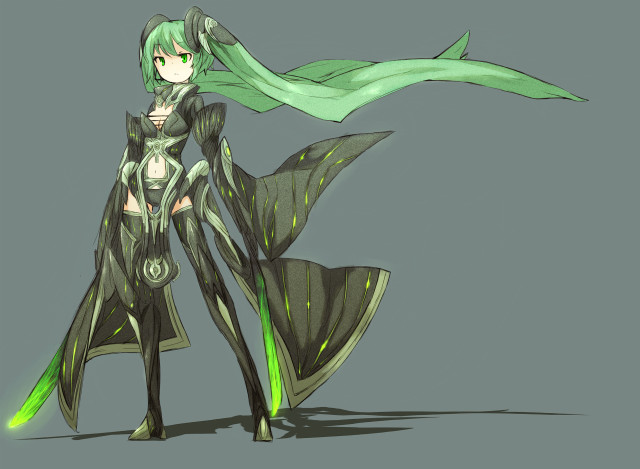 Woman green outfit tail head free wallpaper - medium preview image