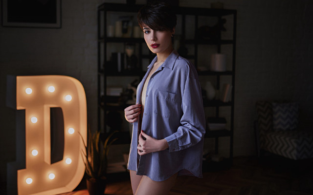 Woman d lighted letter portrait free wallpaper - medium preview image