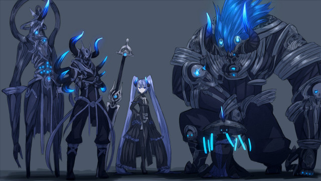 Animated characters group gray background free wallpaper - medium preview image
