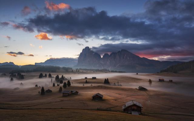Mountain range foggy valley dawn free wallpaper - medium preview image