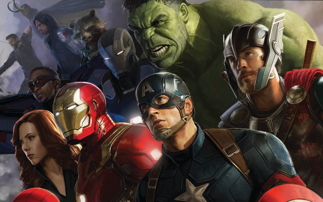 Avengers group sky clouds stars free wallpaper - medium preview image